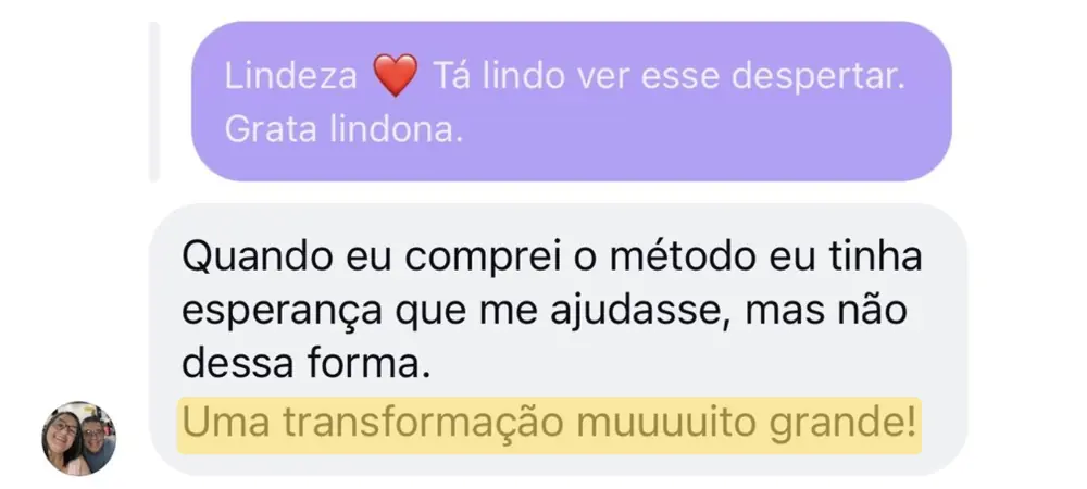 Depoimento de aluna sobre uma transformação muito grande com o método