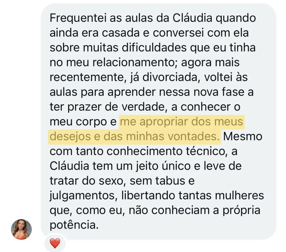 Depoimento de aluna divorciada que voltou às aulas para conhecer o próprio corpo